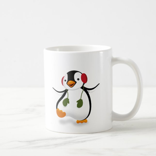 Cute Funny Winter Penguin Coffee Mug (Right)