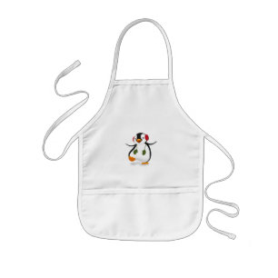 Cute Funny Winter Penguin Kids Apron