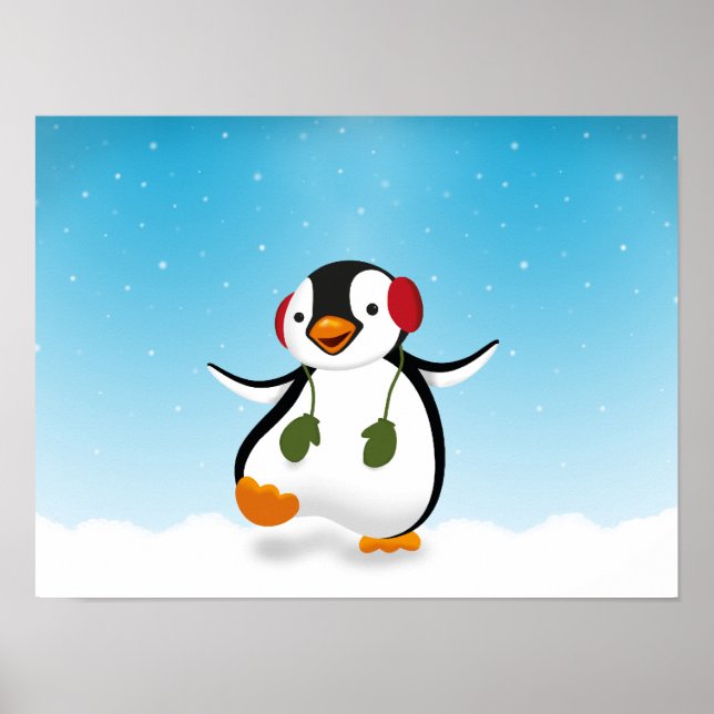 Cute Funny Winter Penguin Poster (Front)