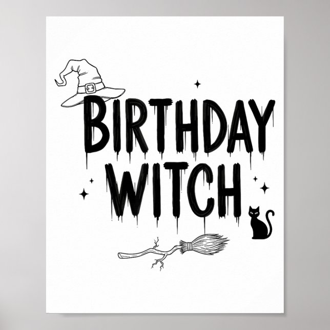 Cute Funny Witch Witchy Birthday Witches Happy Wom Poster (Front)