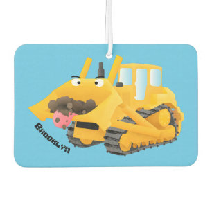 Cute funny yellow bulldozer cartoon character  air freshener