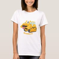 Cute funny yellow bulldozer cartoon character 
