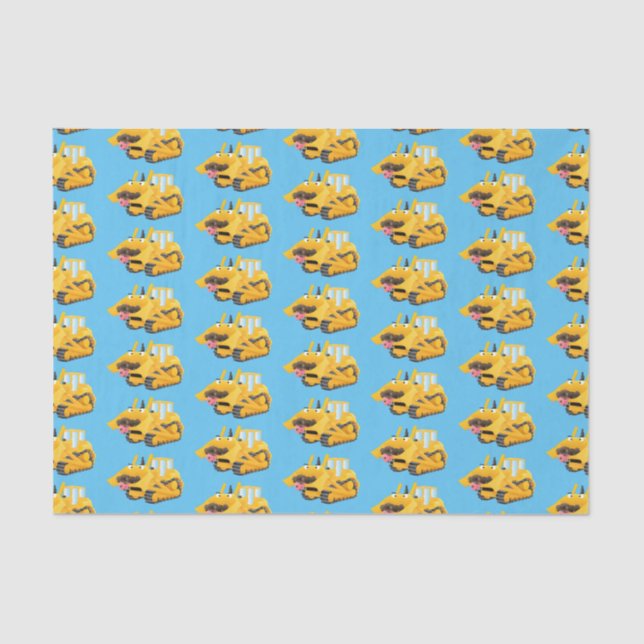Cute funny yellow bulldozer cartoon character tissue paper (Front)