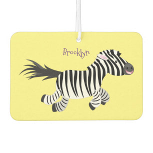 Cute funny zebra running cartoon illustration air freshener