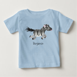 Cute funny zebra running cartoon illustration baby T-Shirt