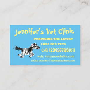 Cute funny zebra running cartoon illustration business card