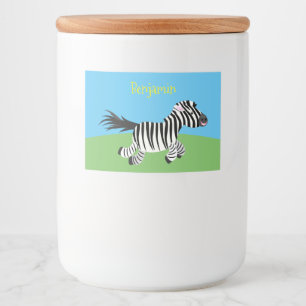 Cute funny zebra running cartoon illustration food label
