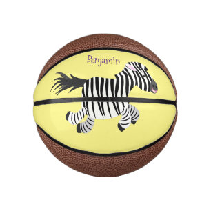 Cute funny zebra running cartoon illustration mini basketball