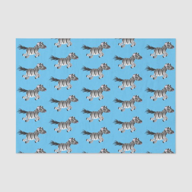 Cute funny zebra running cartoon illustration tissue paper (Front)
