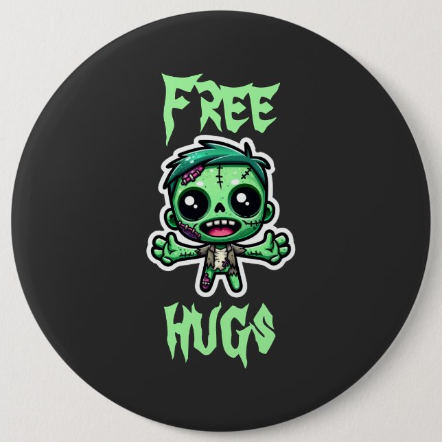 Cute, funny zombie 6 inch round button (Front)