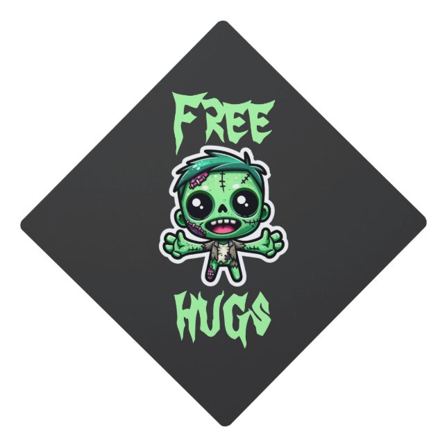 Cute, funny zombie graduation cap topper (Front)