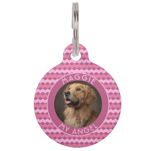 Cute Fur Mom Gift Chevron Print Pet Tag