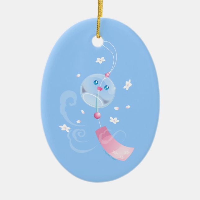 Cute Furin Wind Chime Ceramic Ornament (Front)