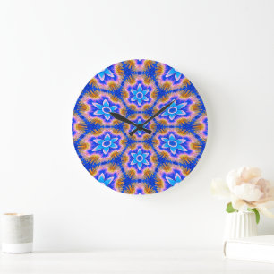 Cute Furry Flowers Pattern Large Clock