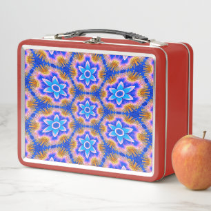 Cute Furry Flowers Pattern Metal Lunch Box