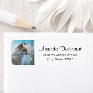 Cute Furry Fox sur Blue Grunge Adresse Arrière - p