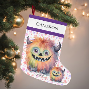 Cute Furry Monster Large Christmas Stocking
