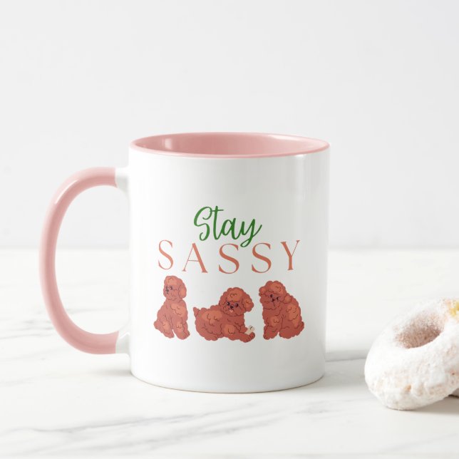 Cute furry puppy mug, Stay Sassy Mug (With Donut)