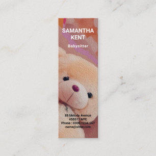 Cute Furry Teddy Bear Babysitter Mini Business Card