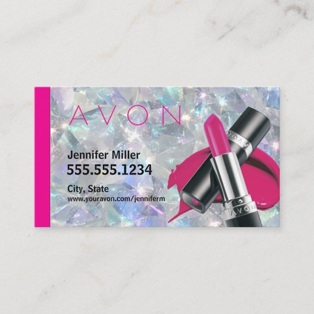 Cute Fushia Glitz Avon Business Card (Front)