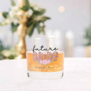 Cute future bride add name Wedding Whiskey Glass