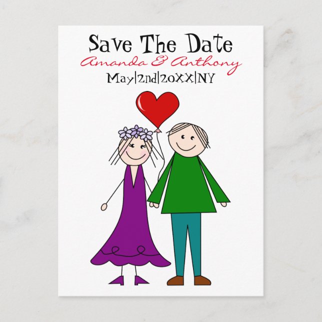 Cute future bride and groom announcement postcard (Front)