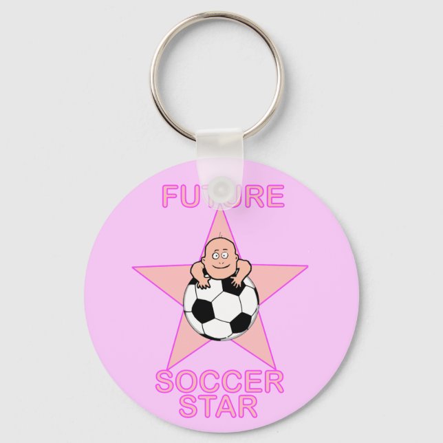 Cute Future Soccer Star Pink Keychain (Front)