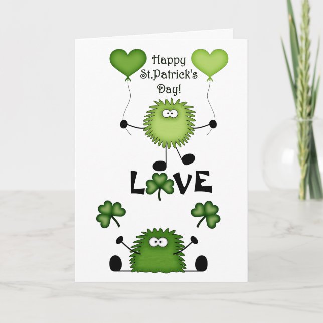 Cute Fuzzies Birthday St Patrick's Day Card (Front)