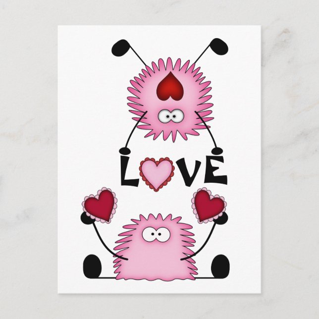 Cute Fuzzies, Hearts and Love Postcard (Front)