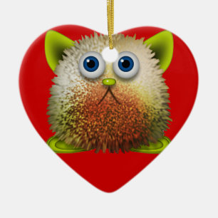 Cute Fuzzy Cartoon Character Art for All Ceramic Ornament