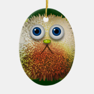Cute Fuzzy Cartoon Character Art for All Ceramic Ornament
