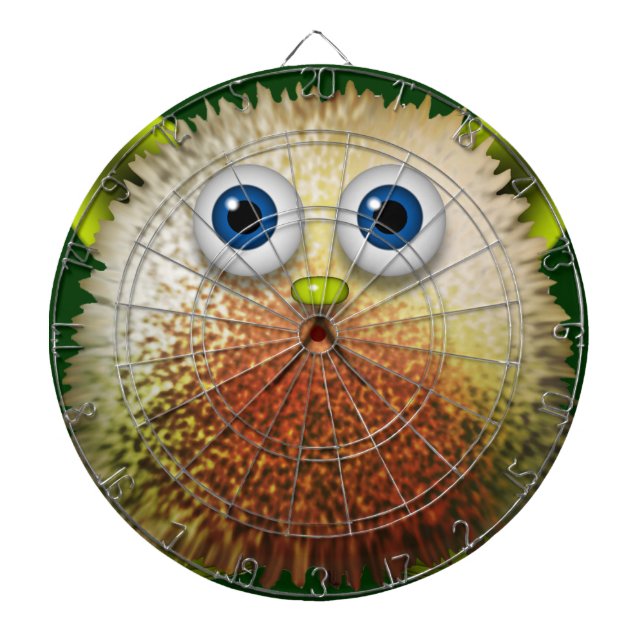 Cute Fuzzy Cartoon Character Art for All Dartboard (Front)