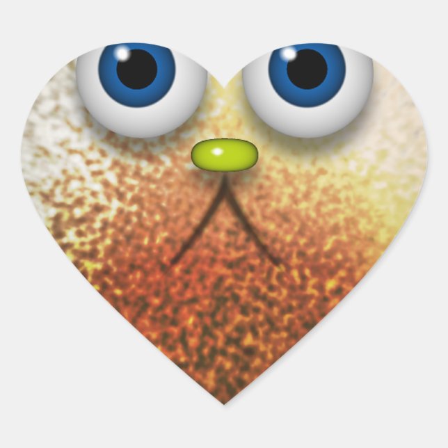 Cute Fuzzy Cartoon Character Art for All Heart Sticker (Front)