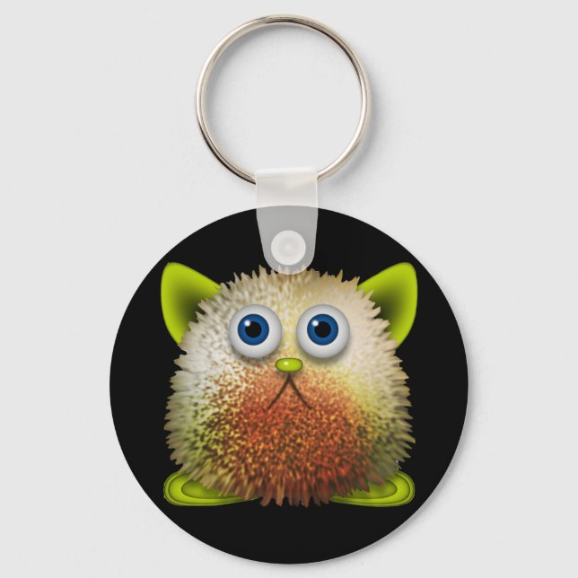 Cute Fuzzy Cartoon Character Art for All Keychain (Front)