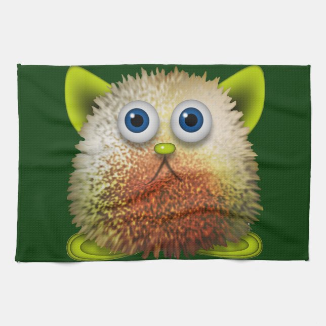 Cute Fuzzy Cartoon Character Art for All Kitchen Towel (Horizontal)