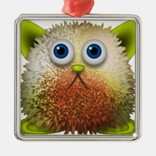 Cute Fuzzy Cartoon Character Art for All Metal Ornament