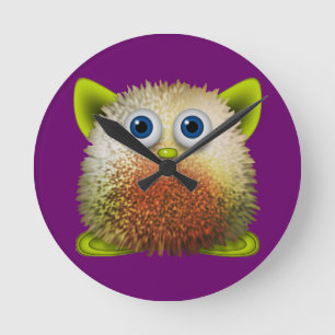Cute Fuzzy Cartoon Character Art for All Round Clock