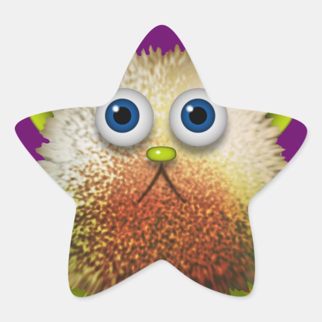 Cute Fuzzy Cartoon Character Art for All Star Sticker (Front)