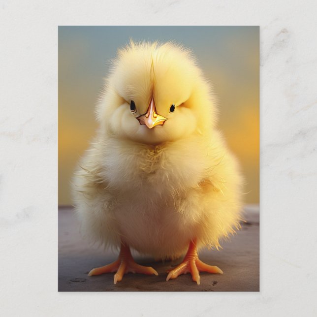 Cute Fuzzy Chick - Funny Farm Animals Postcard (Front)