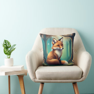Cute Fuzzy Fox Animal For Nursery Throw Pillow