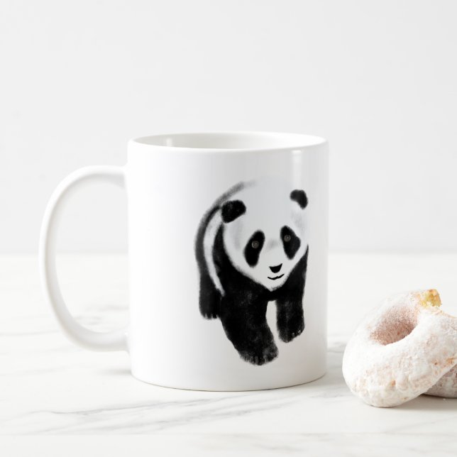 Cute Fuzzy Little Panda Bears Coffee Mug (With Donut)