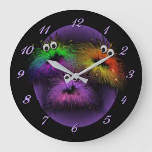 Cute Fuzzy Rainbow Critters Wall Clock