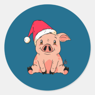 Cute G With Santa Claus Hat Christmas Long Sleeve  Classic Round Sticker