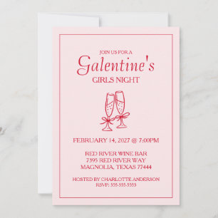 Cute Galentine's Day XOXO Pink Red  Holiday Card