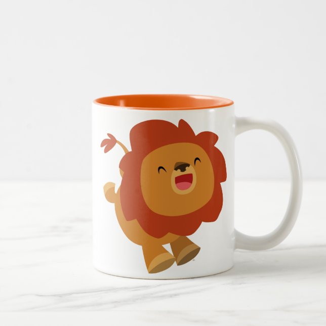 Cute Gamboling Cartoon Lion Mug (Right)
