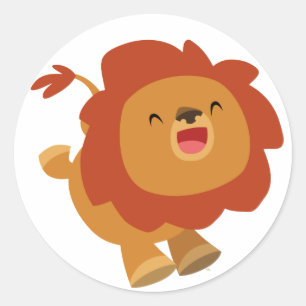Cute Gamboling Cartoon Lion Sticker