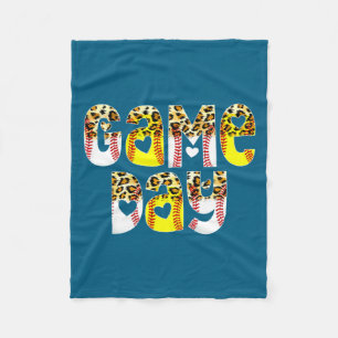 Cute Game Day Leopard Baseball Artwork Fleece Blanket