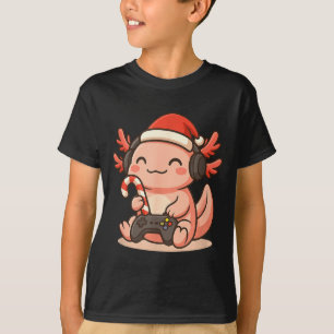 Cute Gamer Axolotl Christmas Design  T-Shirt