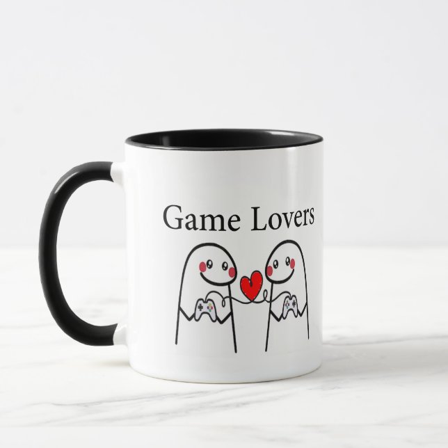 Cute Gamer Couple Mug –Love and Video Games Design (Left)