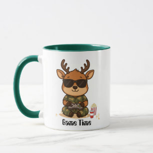 Cute Gamer Deer “Game Time” Accent Mug
